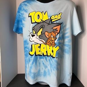 Tom and Jerry Tie Dye Tee Shirt Blue/Gray